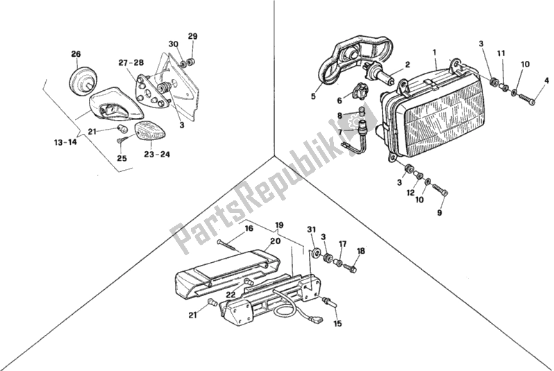 Wszystkie części do Reflektor My92 Ducati Paso 907 I. E. 1990